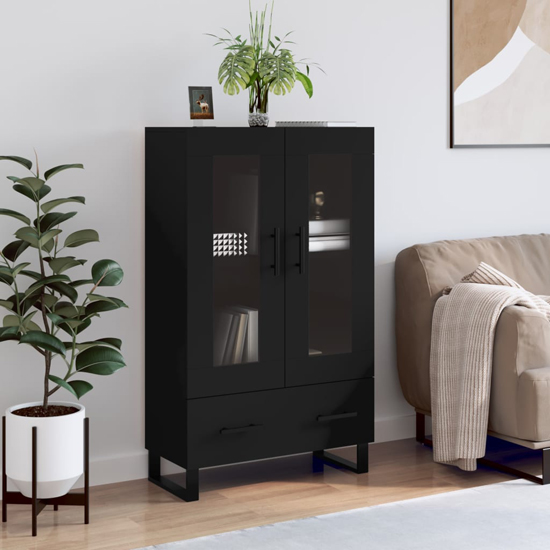 Product photograph of Alivia Wooden Display Cabinet With 2 Doors 1 Drawer In Black from Furniture in Fashion