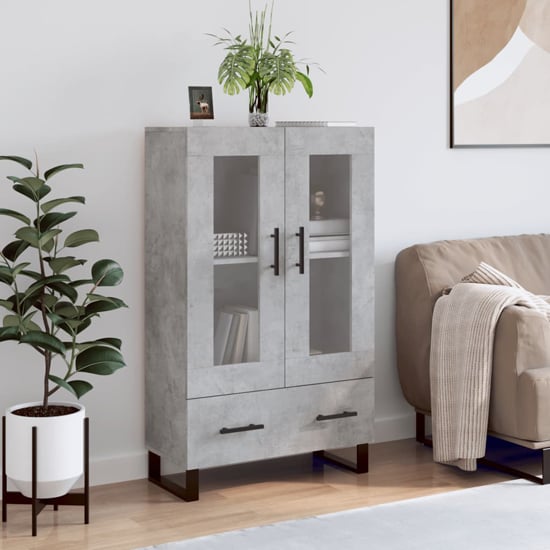 Product photograph of Alivia Wooden Display Cabinet With 2 Doors In Concrete Effect from Furniture in Fashion