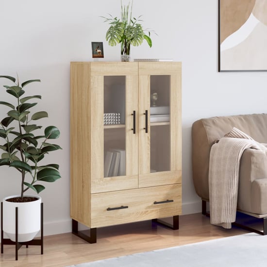 Product photograph of Alivia Wooden Display Cabinet With 2 Doors In Sonoma Oak from Furniture in Fashion