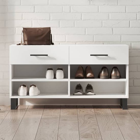 Read more about Alivia wooden shoe storage bench with 2 drawers in white