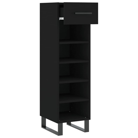 Alivia Wooden Shoe Storage Cabinet With 2 Drawers In Black