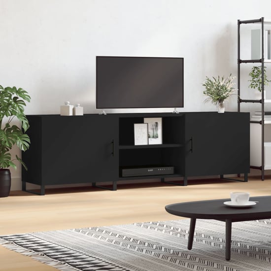 Alivia Wooden TV Stand With 2 Doors In Black