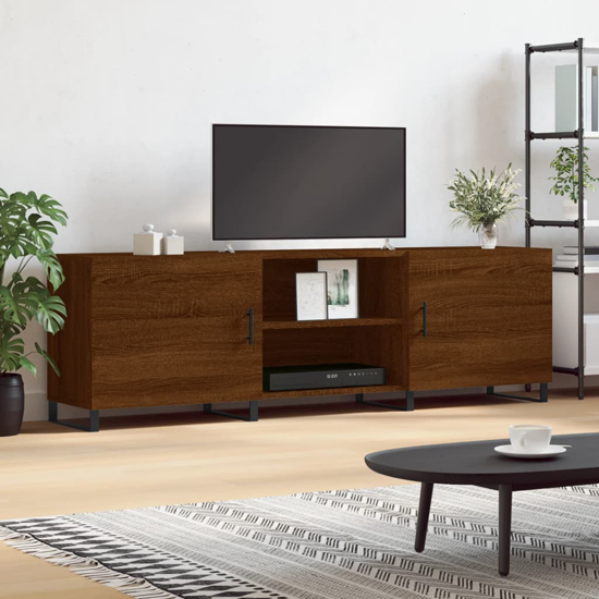 Read more about Alivia wooden tv stand with 2 doors in brown oak