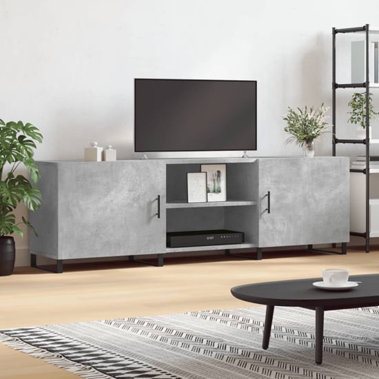 Alivia Wooden TV Stand With 2 Doors In Concrete Effect
