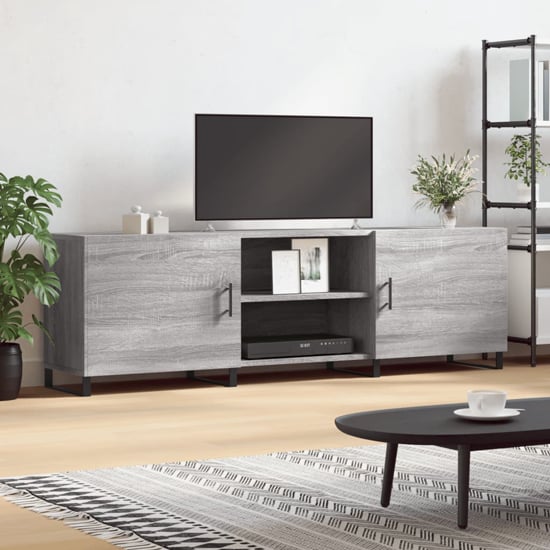 Product photograph of Alivia Wooden Tv Stand With 2 Doors In Grey Sonoma Oak from Furniture in Fashion