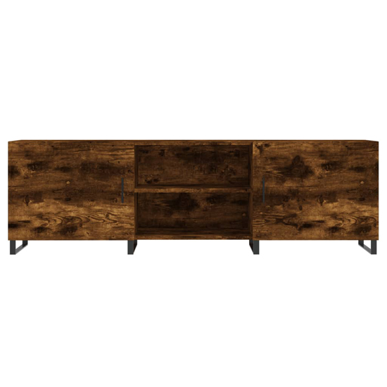 Alivia Wooden TV Stand With 2 Doors In Smoked Oak