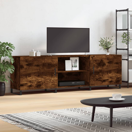 Alivia Wooden TV Stand With 2 Doors In Smoked Oak