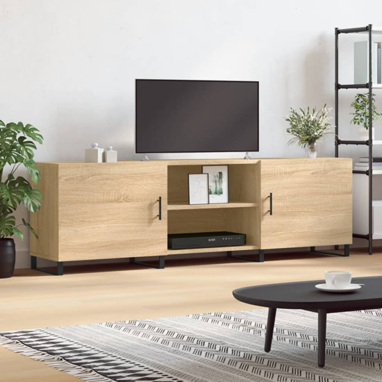 Product photograph of Alivia Wooden Tv Stand With 2 Doors In Sonoma Oak from Furniture in Fashion