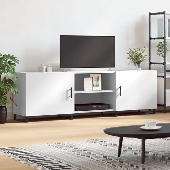 Read more about Alivia wooden tv stand with 2 doors in white