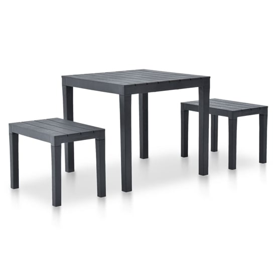 Read more about Aliza plastic garden dining table with 2 benches in anthracite