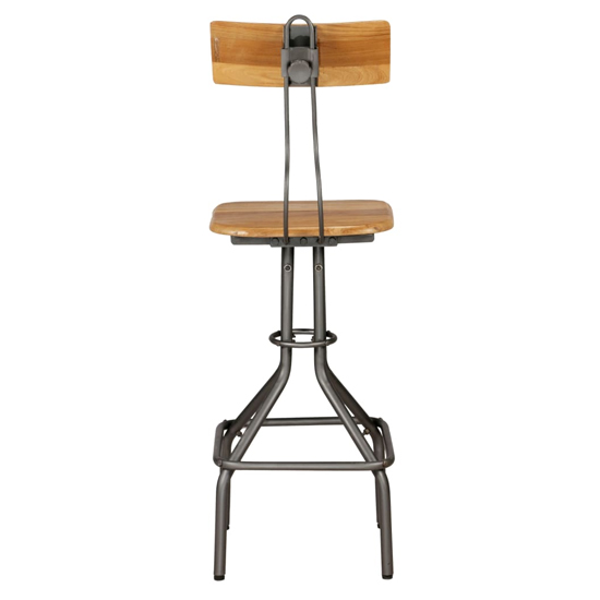 Alizae Natural Wooden Bar Chairs With Steel Frame In A Pair