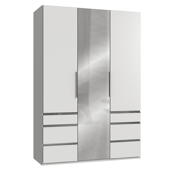 Read more about Alkes mirrored wardrobe in white with 3 doors 6 drawers