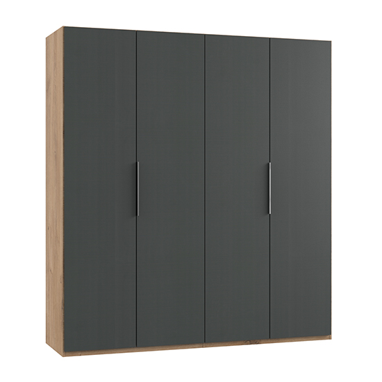 Read more about Alkes wooden wardrobe in graphite and planked oak with 4 doors