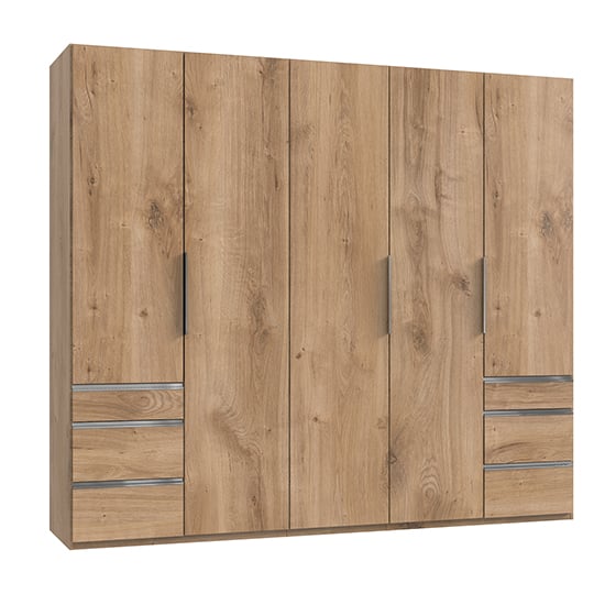 Read more about Alkes wooden wardrobe in planked oak with 5 doors 6 drawers