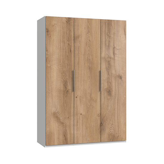 Read more about Alkes wooden wardrobe in planked oak and white with 3 doors