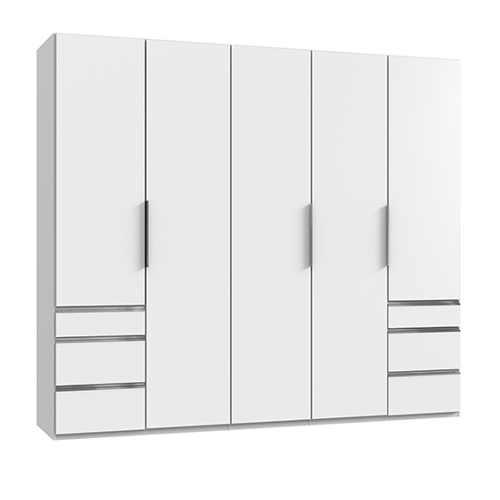 Read more about Alkes wooden wardrobe in white with 5 doors 6 drawers
