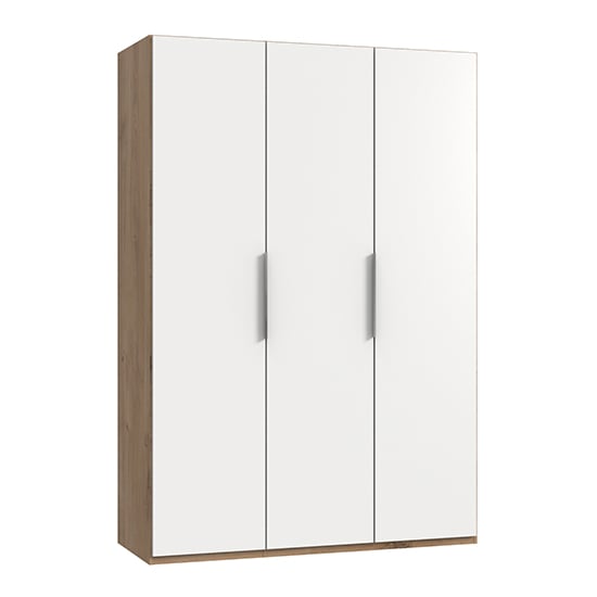 Read more about Alkes wooden wardrobe in white and planked oak with 3 doors