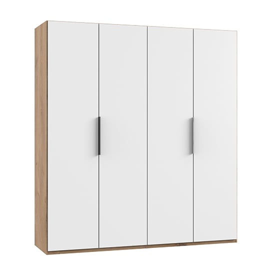 Read more about Alkes wooden wardrobe in white and planked oak with 4 doors