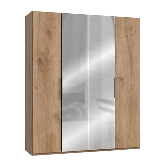 Alkesia Mirrored Wardrobe In Planked Oak With 4 Doors