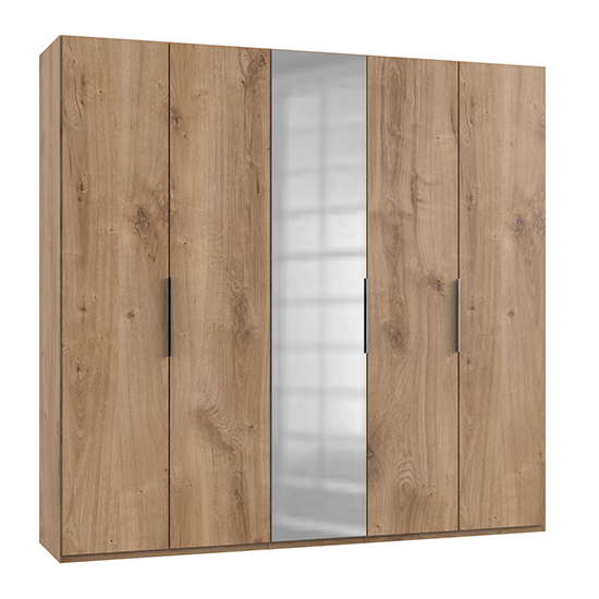 Read more about Alkesia mirrored wardrobe in planked oak with 5 doors