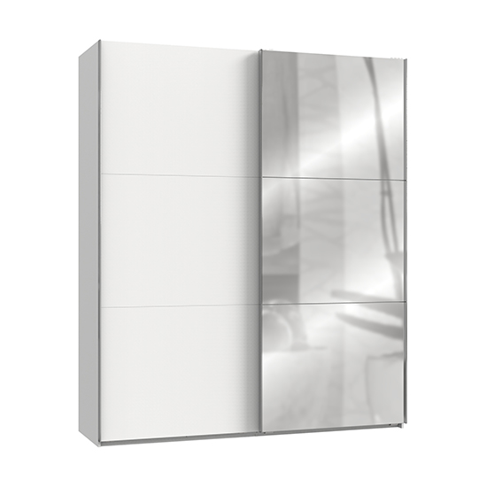 Read more about Alkesia mirrored sliding door wardrobe in white