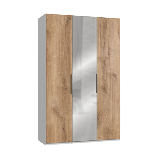 Read more about Alkesia mirrored wardrobe in planked oak and white with 3 doors