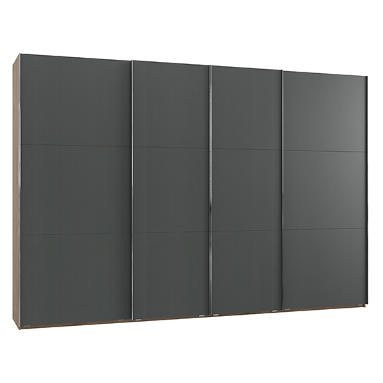 Read more about Alkesia sliding 4 doors wide wardrobe in graphite planked oak