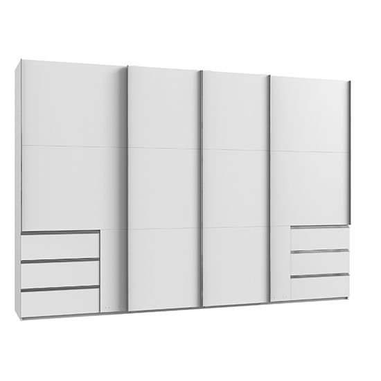 Read more about Alkesia sliding 4 doors wooden wide wardrobe in white