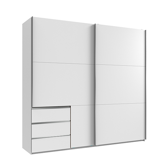 Alkesia Sliding Door Wooden Wide Wardrobe In White