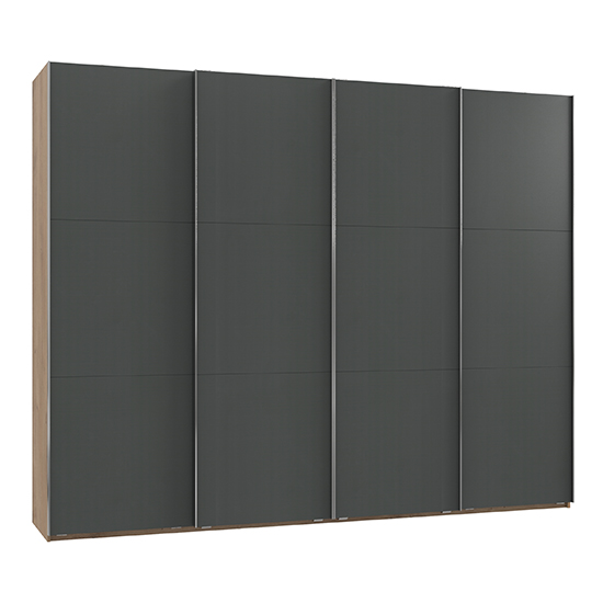 Read more about Alkesia wooden sliding 4 doors wardrobe in graphite planked oak