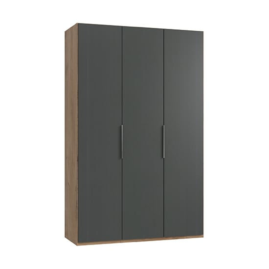 Read more about Alkesia wooden 3 doors wardrobe in graphite and planked oak