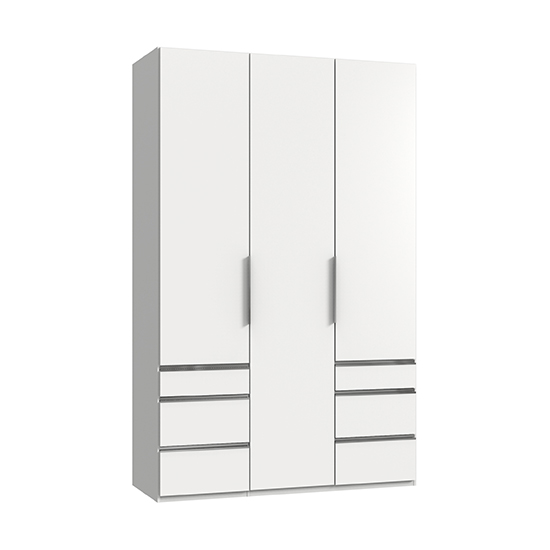 Read more about Alkesia wooden 3 doors wardrobe in white with 6 drawers