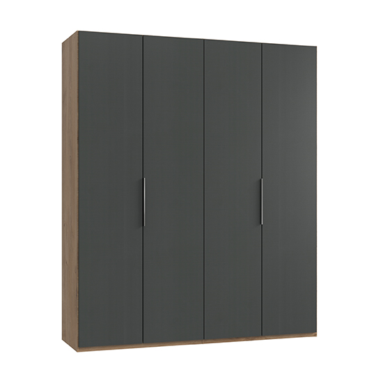 Read more about Alkesia wooden 4 doors wardrobe in graphite and planked oak