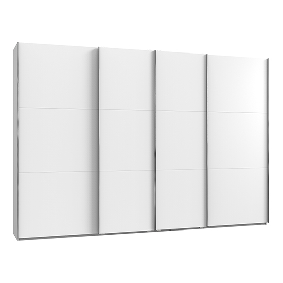 Read more about Alkesia wooden sliding 4 doors wide wardrobe in white