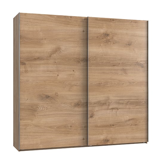 Read more about Alkesia wooden sliding door wide wardrobe in planked oak