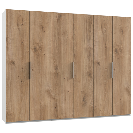 Read more about Alkesia wooden wardrobe in planked oak and white with 6 doors