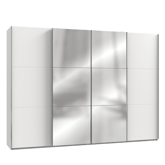 Read more about Alkesu mirrored sliding door wardrobe in white with 4 doors