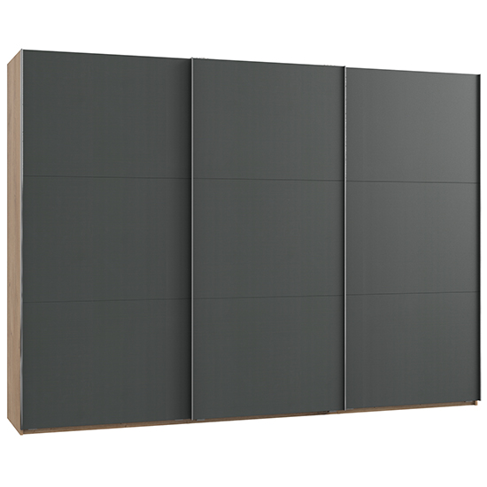 Read more about Alkesu sliding 3 doors wardrobe in graphite and planked oak