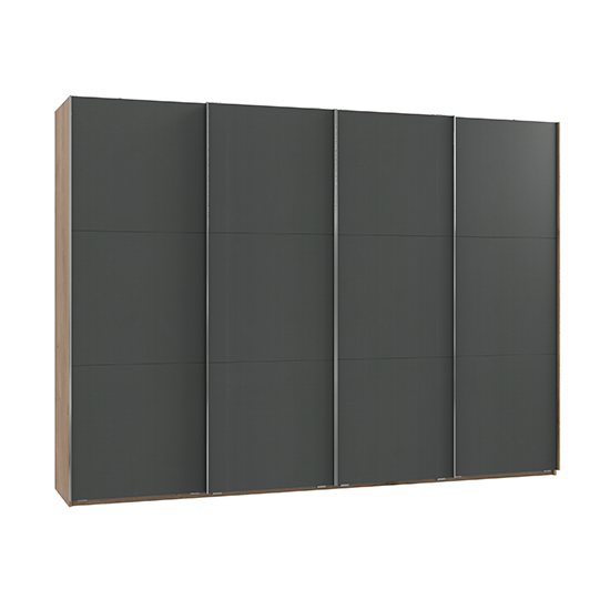 Read more about Alkesu sliding 4 doors wardrobe in graphite and planked oak