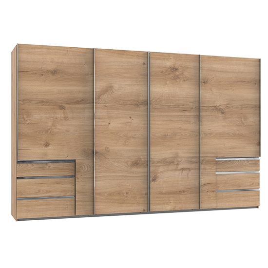 Read more about Alkesu sliding 5 doors wardrobe in planked oak with 6 drawers