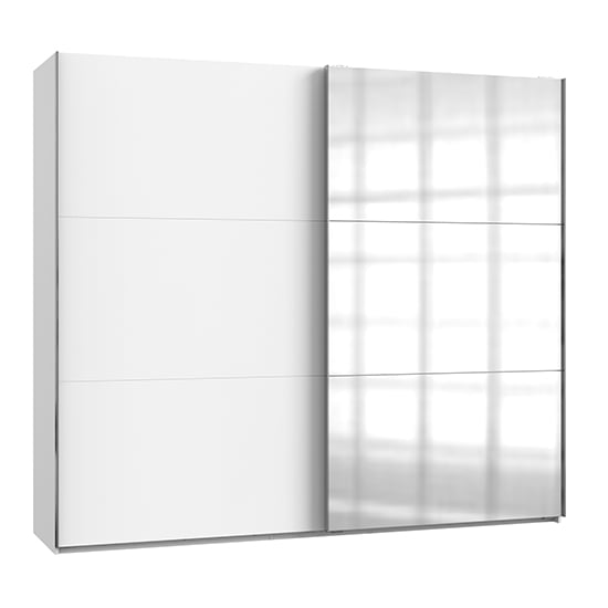 Alkesu Wide Mirrored Sliding Door Wardrobe In White