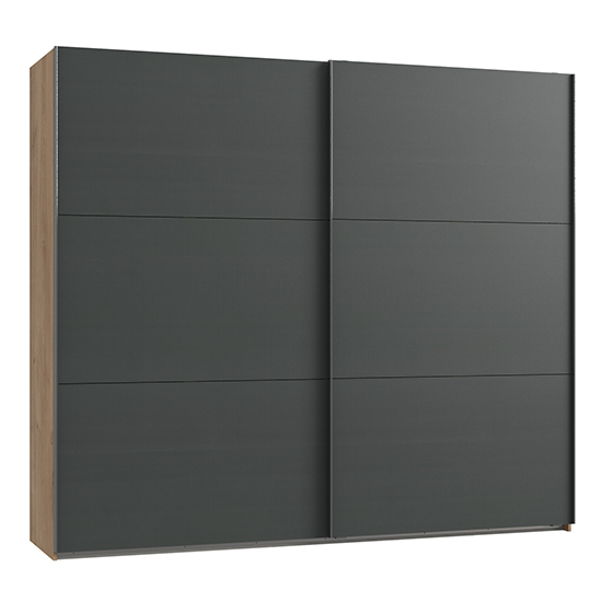 Read more about Alkesu wooden sliding door wardrobe in graphite planked oak