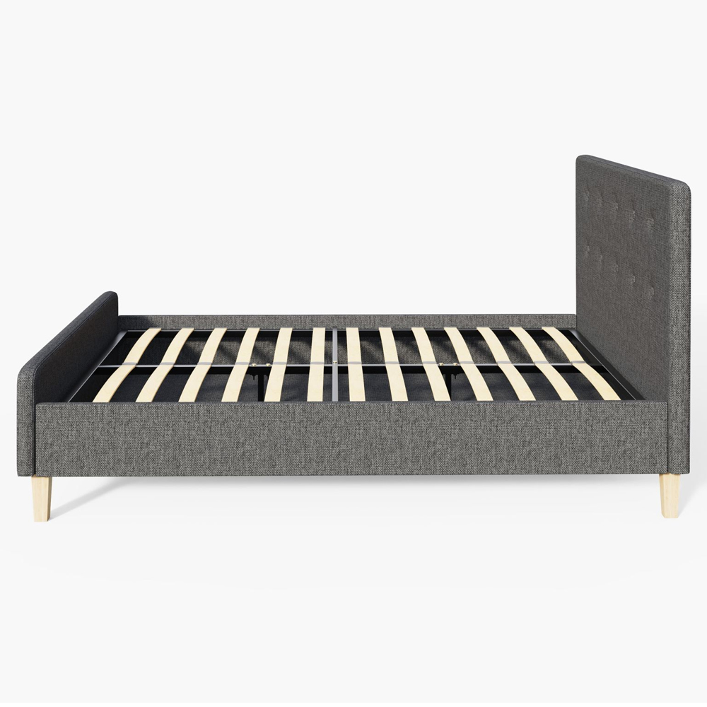 Alkham Fabric Double Bed In Grey