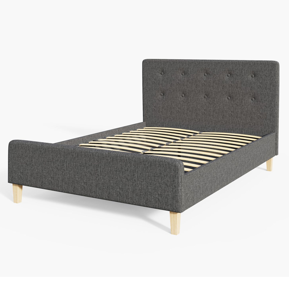 Alkham Fabric King Size Bed In Grey
