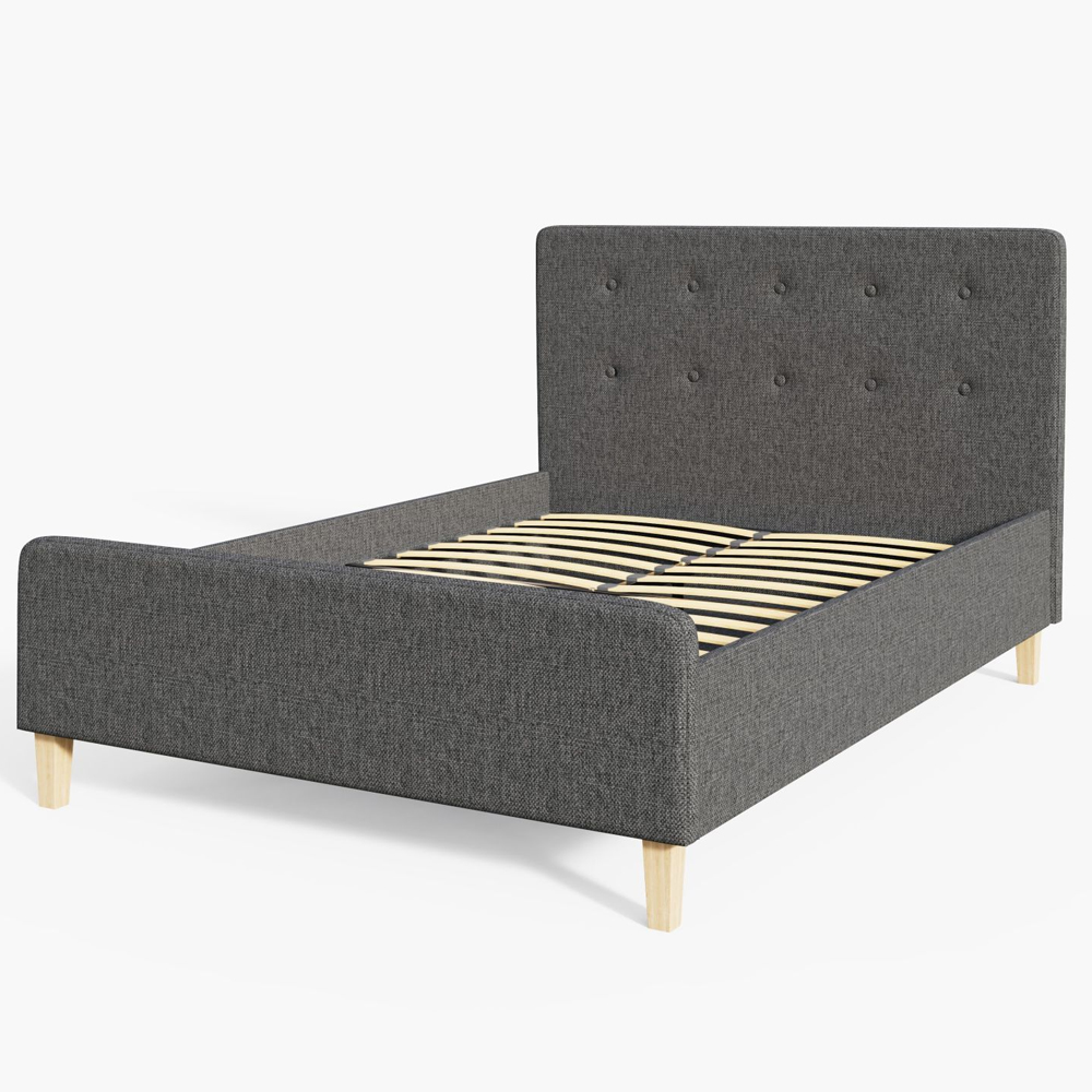 Alkham Fabric Ottoman Storage Double Bed In Dark Grey