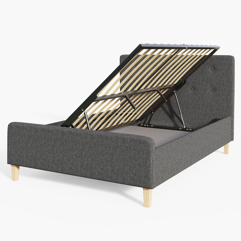Alkham Fabric Ottoman Storage Double Bed In Dark Grey