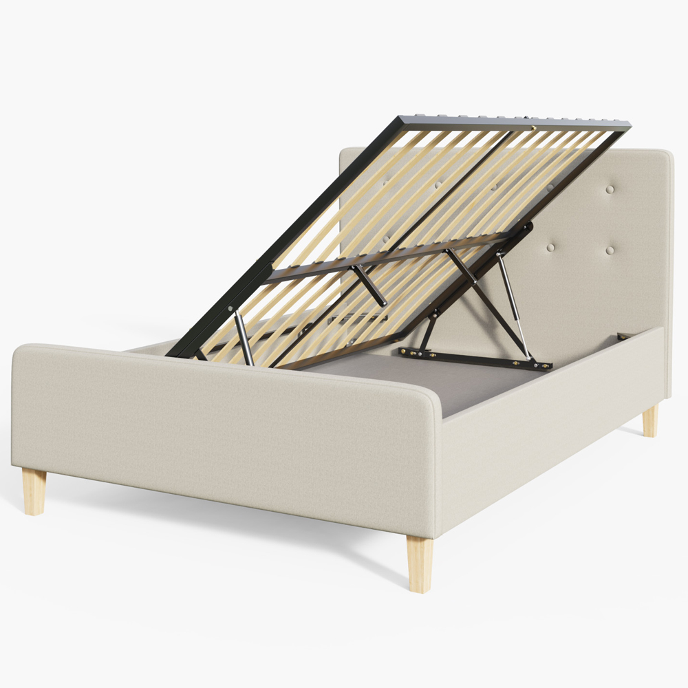 Alkham Fabric Ottoman Storage Double Bed In Natural