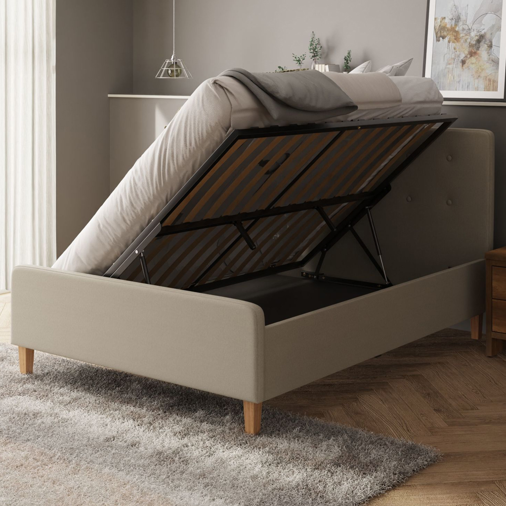 Alkham Fabric Ottoman Storage King Size Bed In Natural