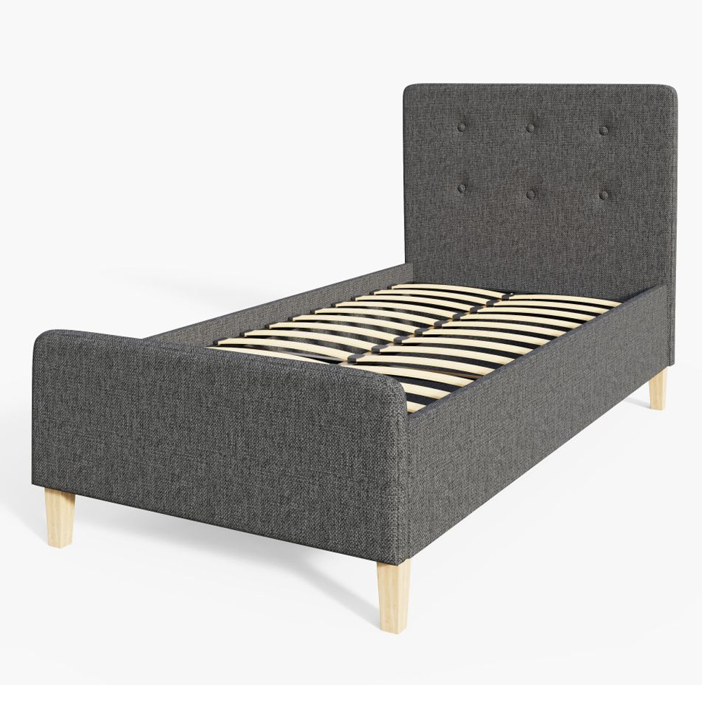 Alkham Fabric Ottoman Storage Single Bed In Dark Grey