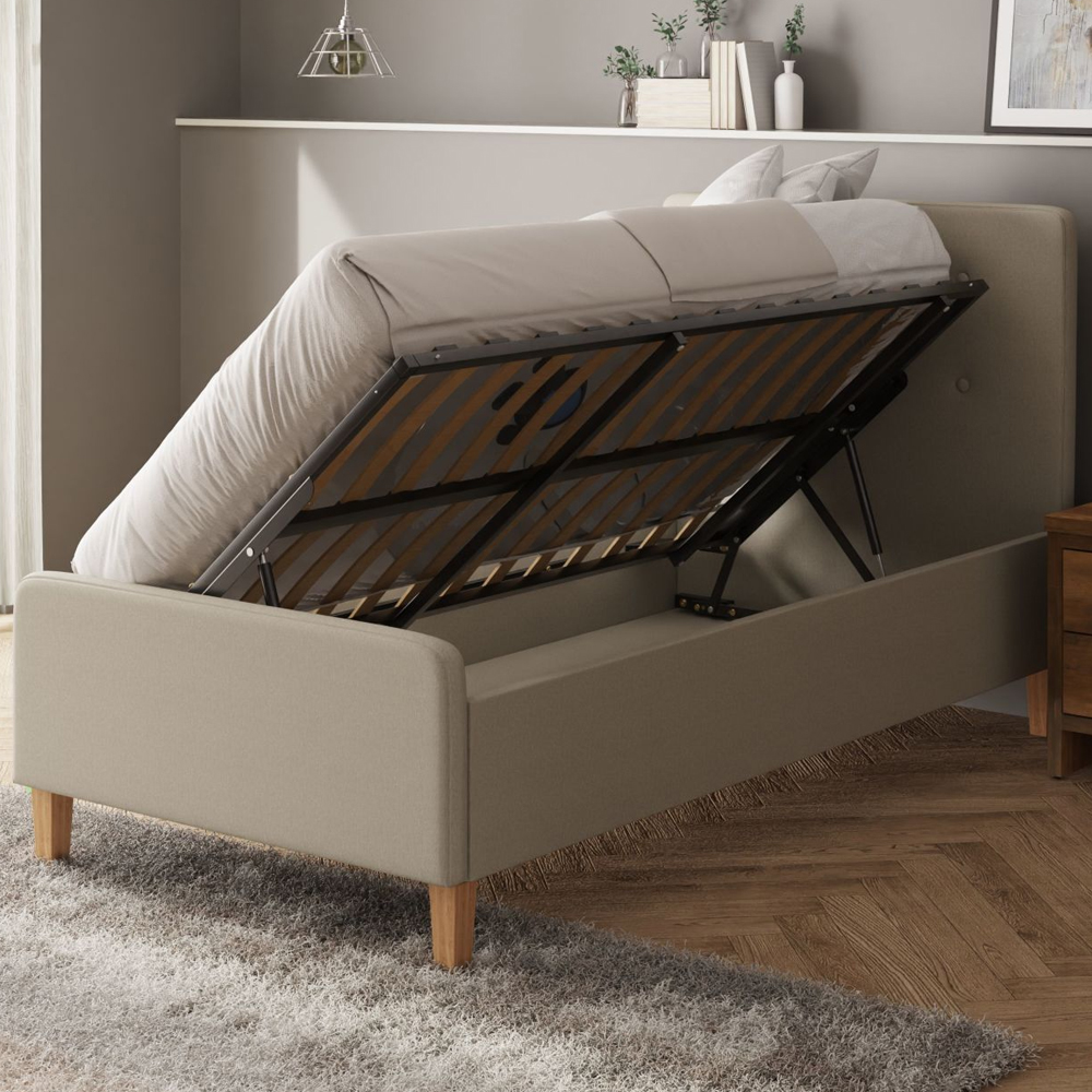 Alkham Fabric Ottoman Storage Single Bed In Natural